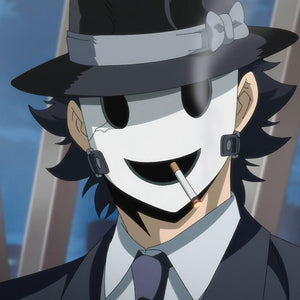 Anime High-Rise Invasion Tenkuu Shinpan Cosplay Mask / White Face Cover Smiley Plastic Cosplay Props-Mask-Animee Cosplay