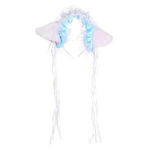 Ruffles Lace Headband Plush Cat Ears Ribbon Bell-Headwear-Animee Cosplay