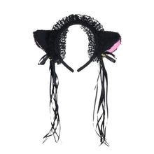 Load image into Gallery viewer, Ruffles Lace Headband Plush Cat Ears Ribbon Bell-Headwear-Animee Cosplay