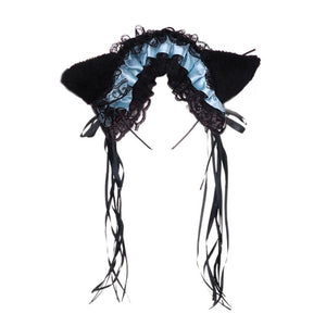 Ruffles Lace Headband Plush Cat Ears Ribbon Bell-Headwear-Animee Cosplay