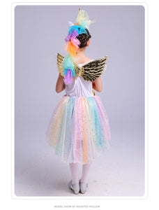 Rainbow Unicorn Costume Tutu Lace Dress-Kid Costume-Animee Cosplay