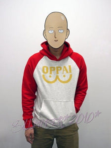 Anime One Punch man Saitama Oppai Hoodie Hooded Sweatshirt