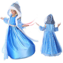 Load image into Gallery viewer, Girls Snow Queen Princess Party Dress Long With Hooded Cloak-Kid Costume-Animee Cosplay