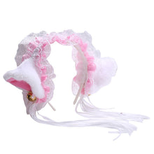 Load image into Gallery viewer, Ruffles Lace Headband Plush Cat Ears Ribbon Bell-Headwear-Animee Cosplay