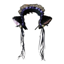 Load image into Gallery viewer, Ruffles Lace Headband Plush Cat Ears Ribbon Bell-Headwear-Animee Cosplay