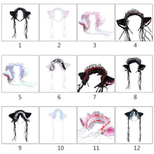 Load image into Gallery viewer, Ruffles Lace Headband Plush Cat Ears Ribbon Bell-Headwear-Animee Cosplay