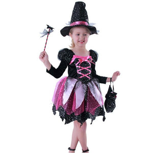 Halloween Girl Witch Costume With LED Glow Light, Hat & Wand (For Kid)-Kid Costume-Animee Cosplay