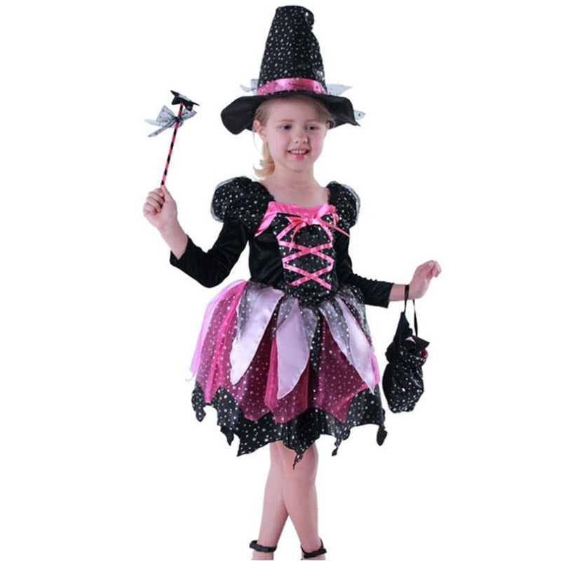 Halloween Girl Witch Costume With Hat & Accessories (For Kid)-Kid Costume-Animee Cosplay