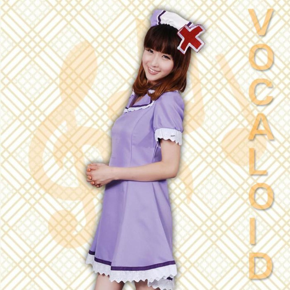 VOCALOID-Luka Nurse Uniform (Purple)-anime costume-Animee Cosplay