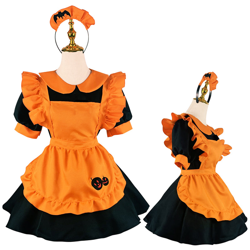 Halloween Pumpkin Orange Lolita Maid Dress-Lolita Dress-Animee Cosplay