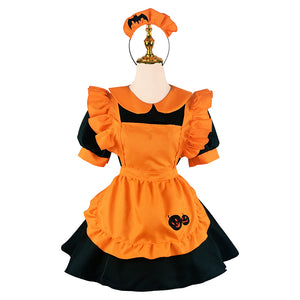 Halloween Pumpkin Orange Lolita Maid Dress-Lolita Dress-Animee Cosplay