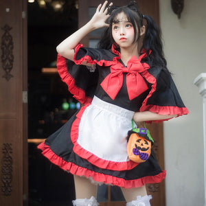 Black & Red Cosplay Lolita Maid Dress-Lolita Dress-Animee Cosplay