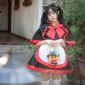 Black & Red Cosplay Lolita Maid Dress-Lolita Dress-Animee Cosplay