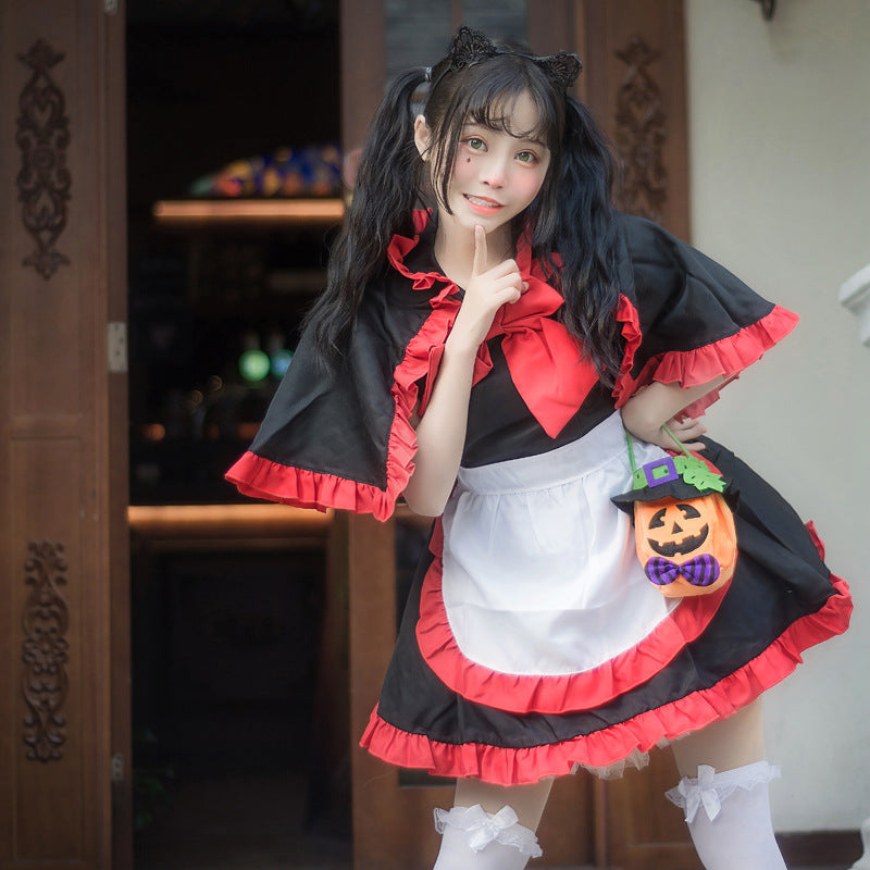 Black & Red Cosplay Lolita Maid Dress-Lolita Dress-Animee Cosplay