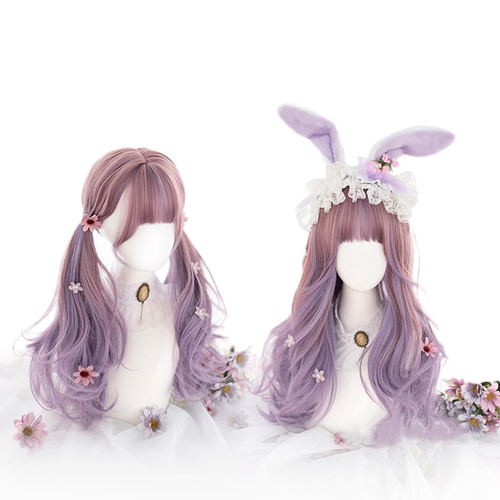 Plum Lilac Ombre Long Wave with Fringe Lolita Wig-lolita wig-Animee Cosplay