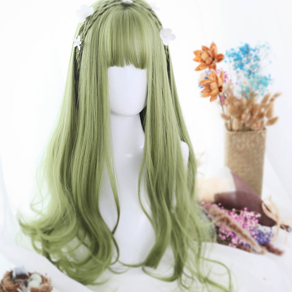 Sage Green Extra Long with Wavy Ends Lolita Wig-lolita wig-Animee Cosplay