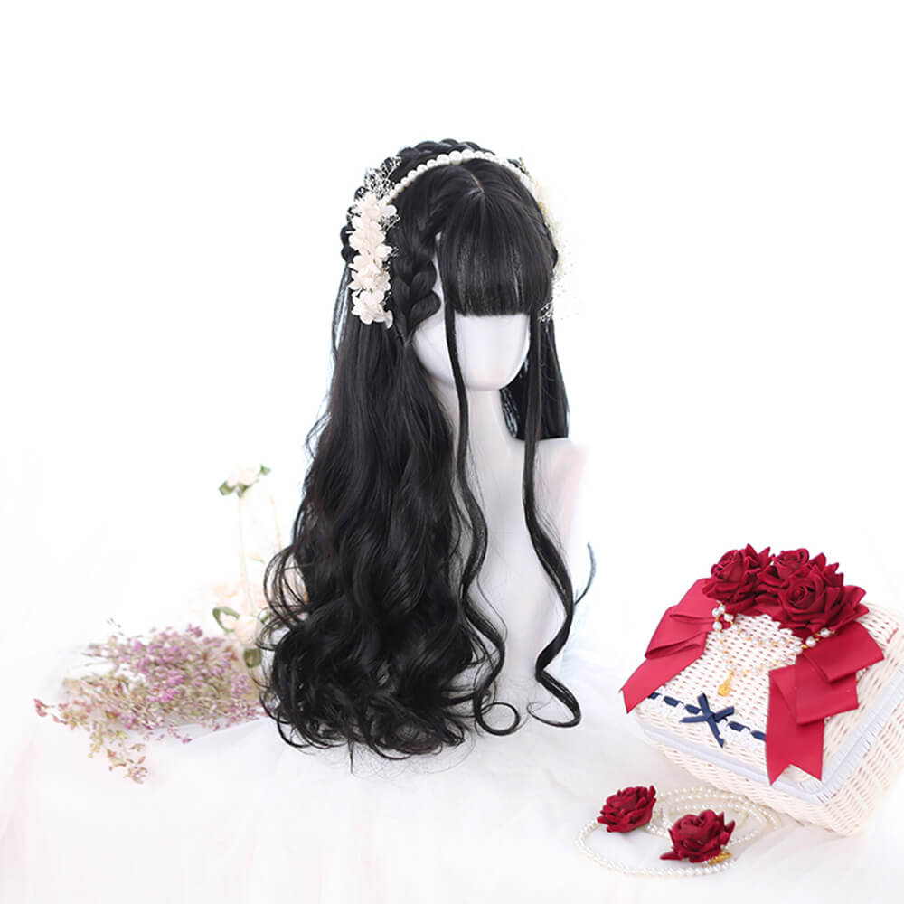 Leather Black with Side-Long Braids Lolita Wig-lolita wig-Animee Cosplay