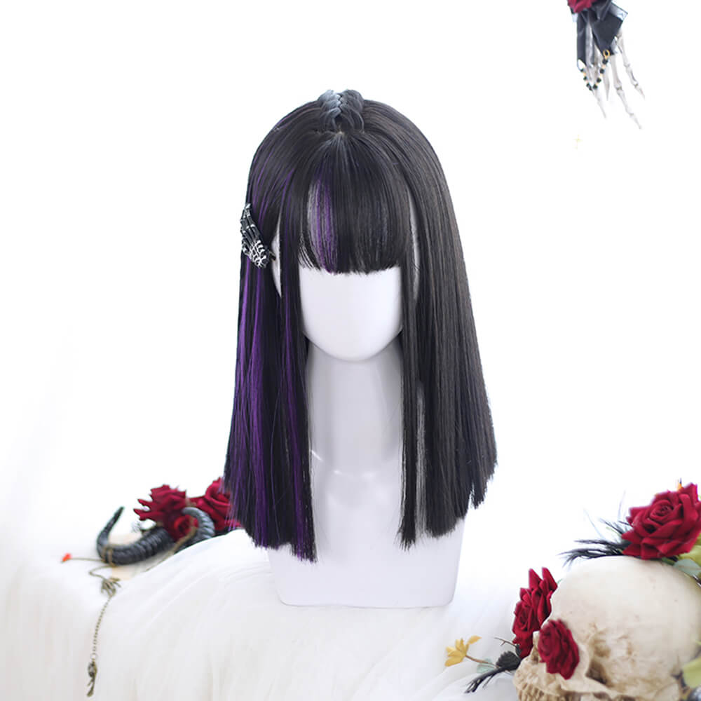 Super Straight Dark Violet Centre Braid Lolita Wig-lolita wig-Animee Cosplay