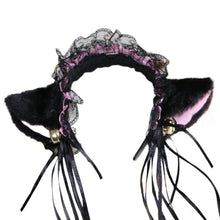 Load image into Gallery viewer, Ruffles Lace Headband Plush Cat Ears Ribbon Bell-Headwear-Animee Cosplay