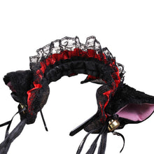 Load image into Gallery viewer, Ruffles Lace Headband Plush Cat Ears Ribbon Bell-Headwear-Animee Cosplay