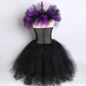 Girls Witch Queen Tutu Tulle Dress with Horns-Kid Costume-Animee Cosplay