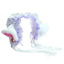 Load image into Gallery viewer, Ruffles Lace Headband Plush Cat Ears Ribbon Bell-Headwear-Animee Cosplay