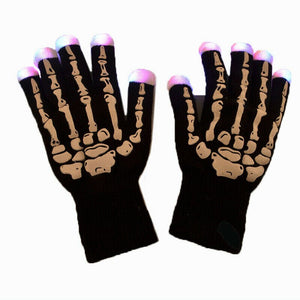 Halloween Skull LED Glowing Gloves-Gloves-Animee Cosplay