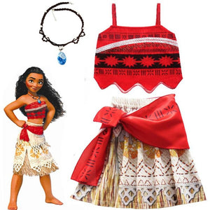 Moana Cosplay Costume With Necklace For Kids & Adults-anime costume-Animee Cosplay