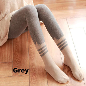 Dual-Hue Striped Cotton Thigh Stockings-Socks-Animee Cosplay