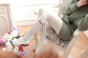 Classic Vertical Striped Stockings With A Bow-Socks-Animee Cosplay