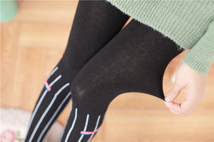 Classic Vertical Striped Stockings With A Bow-Socks-Animee Cosplay