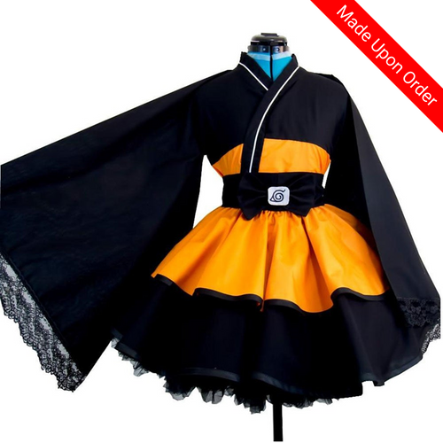 Naruto Shippuden Uzumaki Naruto Female Lolita Kimono Dress-anime costume-Animee Cosplay
